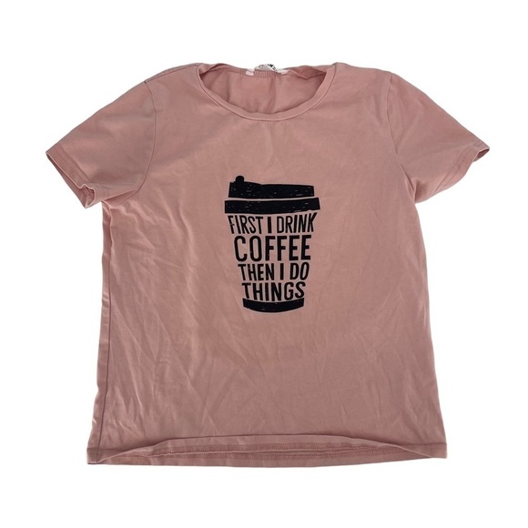 SHEIN Pink Short Sleeve Coffee T-shirt Size 11/12 Girl’s - Picture 1 of 5
